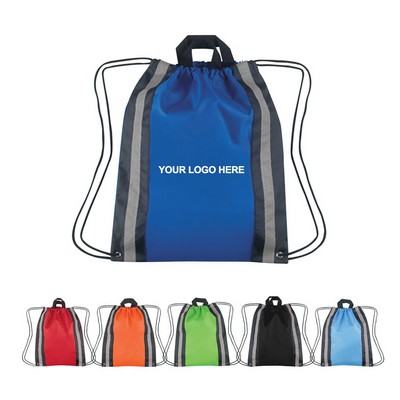 Reflective Polyester Drawstring Backpack