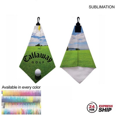 24 Hr Express Ship - Microfiber Suede Shammy Golf Towel, Triangle Shape, 11x17, Sublimated