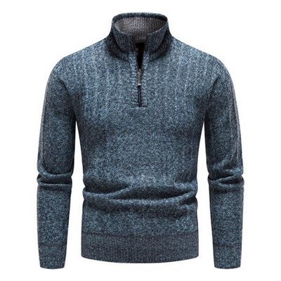 Winter Casual Pullover Long Sleeve Half Zipper Sweater