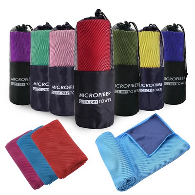 Full Color Cooling Towel w/Mesh Drawstring Pouch