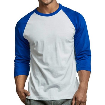 Men's 3/4 Sleeve Baseball T-Shirt - 3XL, Royal Blue/White (Case of 20)