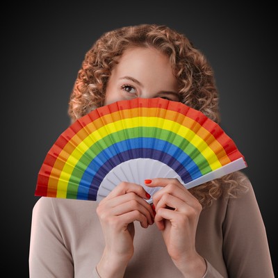 9" Rainbow Folding Fans(Blank)