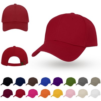 6 Panel 100% Cotton Twill Baseball Cap