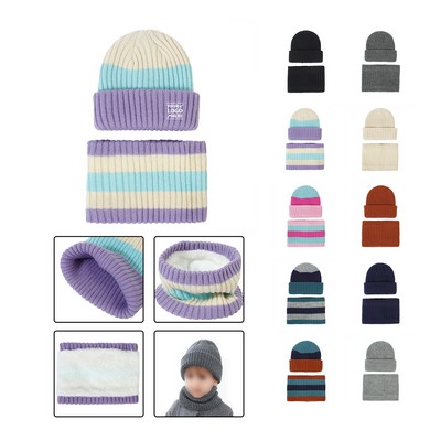 2PCS Kids Knit Beanie Hat and Neck Gaiter Set