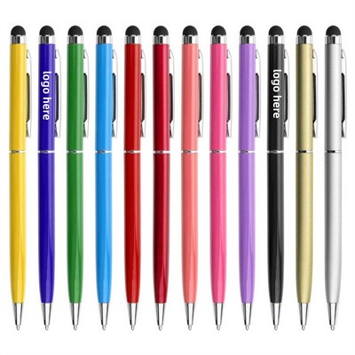 Slim Metal Ballpoint Pen with Stylus