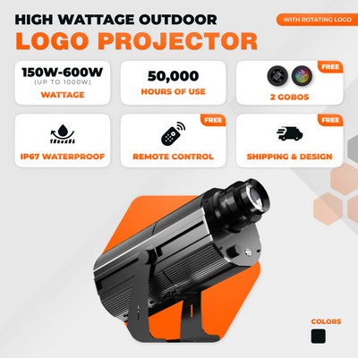 16.9" x 8.6" x 5.1" - HIGH WATTAGE OUTDOOR GOBO LOGO PROJECTOR 150W