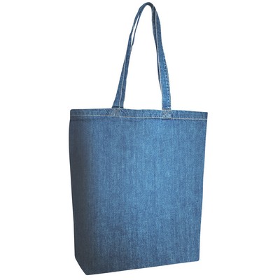 Cotton Denim Gusseted Tote Bag