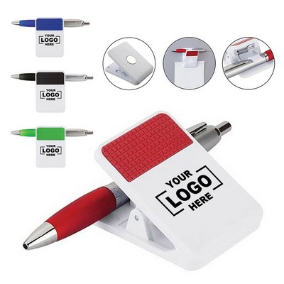 Jumbo Size Magnetic Memo Clip w/ Ballpoint Pen