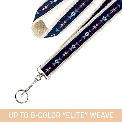 1" Woven Cotton Lanyard w/ Swivel Snap & Split Ring - "Elite" Weave