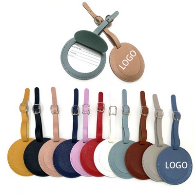 Round PU Leather Luggage Tag