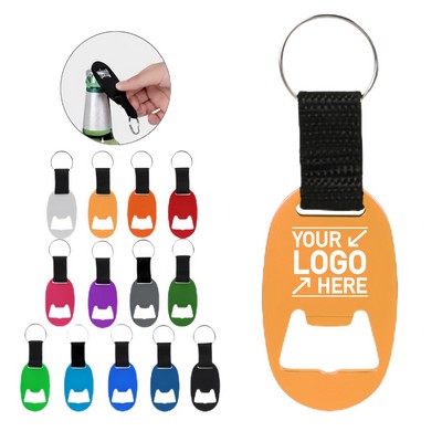 Oval Aluminum Bottle Opener Keychain