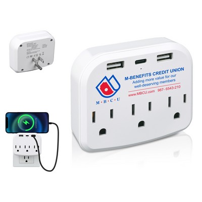 Power Hub 6-Outlet Wall Charger With Phone Stand