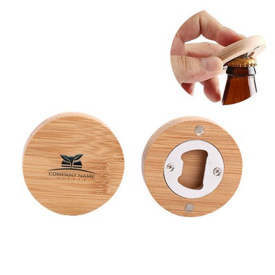 Magnetic Fridge Round Wooden Opener