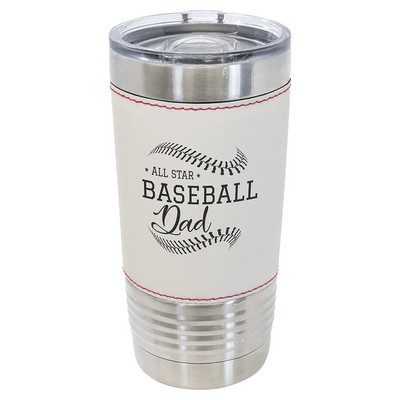 Baseball Leatherette Tumbler w/Slide Lid - 20 Oz.