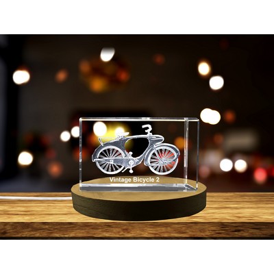 Vintage Bicycle Decor Crystal Engraved with Retro 3D Bike Design Home Decor Gift