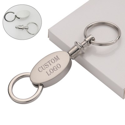 Elliptical Pull Apart Metal Key Chain