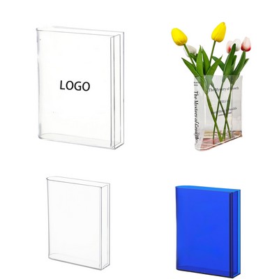 Modern Acrylic Clear Book Shaped Vase For Home Office Hotel