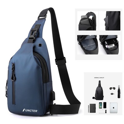 Crossbody Bags Sling Backpack Shoulder Bag With Earphone Hole