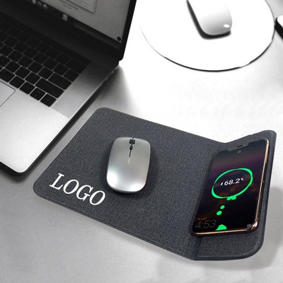 15W PU Wireless Charger Mouse Pad With Phone Holder