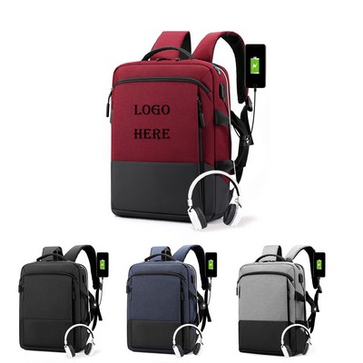 Multifunction Waterproof Laptop Backpack With Usb Charging Port And Headphone Jack