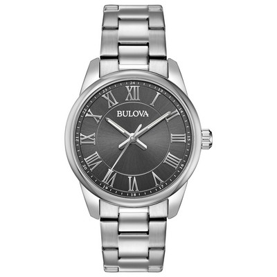 Bulova Watches Corporate Collection Men's Silver-Tone Bracelet Watch w/Grey Dial