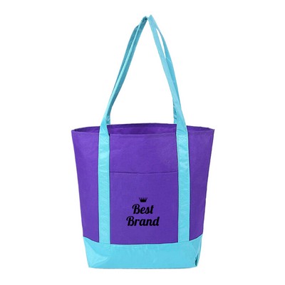 Reusable Oxford Cloth Tote Bag With Front Pocket