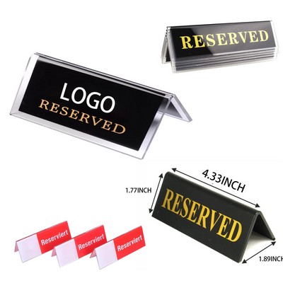 Acrylic Clear Reserved Sign On Desk