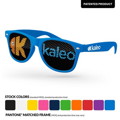 Retro Pinhole Sunglasses W/ 1-Color Temple Imprint