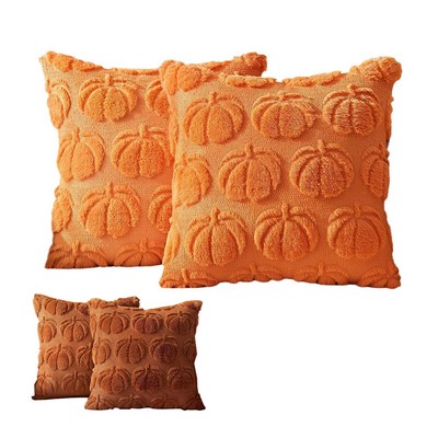 Throw Pillow Covers Pumpkin Fall Decorative Soft Fur