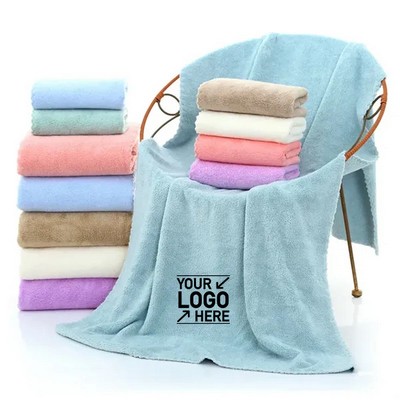 Plush Coral Fleece Towel Soft Absorbent Essentials