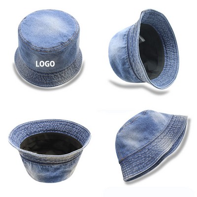 Unisex Cotton Packable Denim Bucket Hat