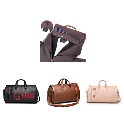 PU Leather Suit Folding Travel Bag