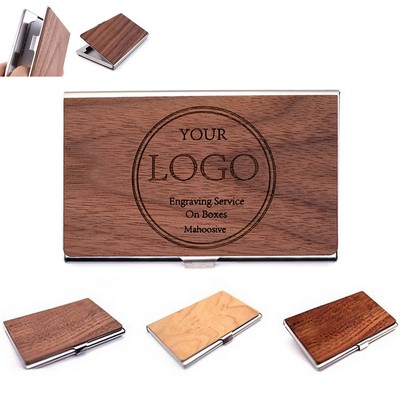 Metal Wooden Card Case Holder