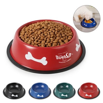 Rubber Base Stainless Steel Dog Bowl