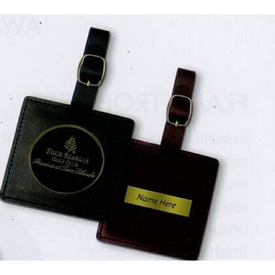 Square Leather Bag Tag 3" w/ Club Lorente 2" Coin