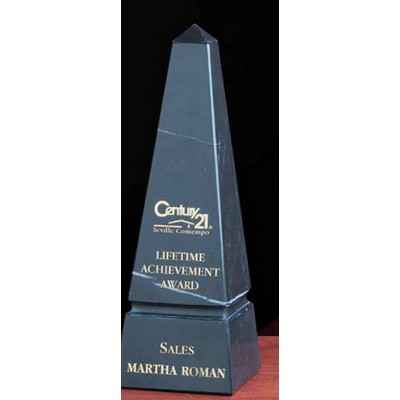 10" Grooved Black Marble Obelisk Award