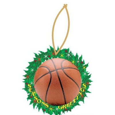 Basketball Promotional Wreath Ornament w/ Black Back (6 Square Inch)