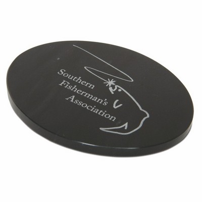 Jet Black Oval Marble Base (6"x5/16"x4")