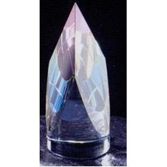 Optical Crystal Rainbow Triple Slant Cylinder Award (3 3/8"x1 3/8")