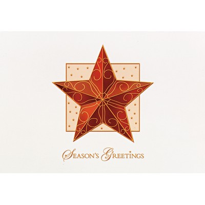 Classic-Raised Relief Ornamental Star Holiday Greeting Card (5"x7")