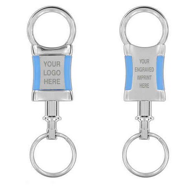 Rectangular Key Chain with Metal and Blue Acrylic (Overseas Production)