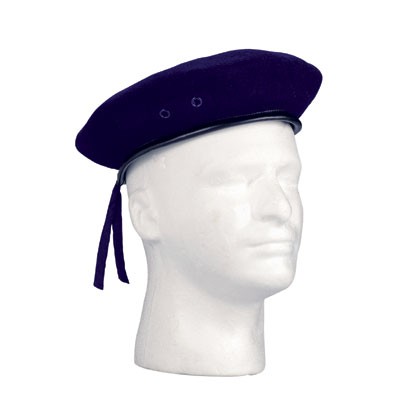 Navy Blue GI Style Beret Cap with Cotton Liner