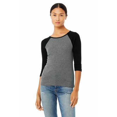 BELLA+CANVAS Ladies' Baby Rib Three-QuarterSleeve Contrast Raglan T-Shirt