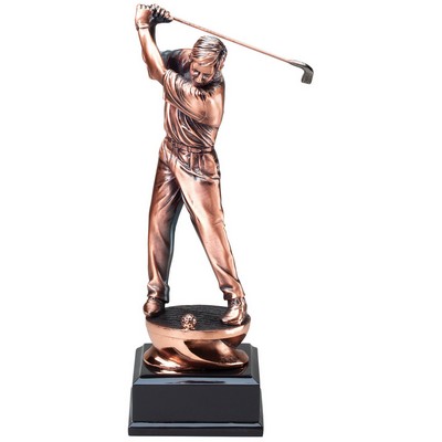 Golfer Copper Resin Award with Black Base (11")