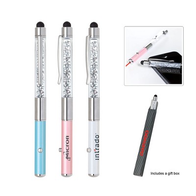 Crystal Stylus Metal Pen W/ Laser Pointer