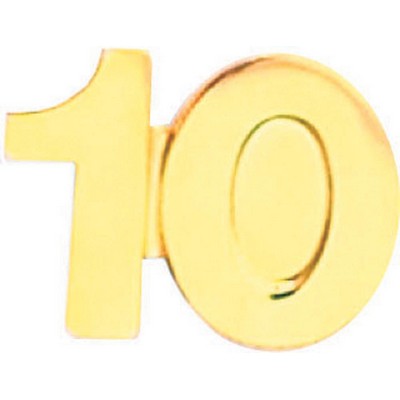 Bright Gold 10 Service Lapel Pin