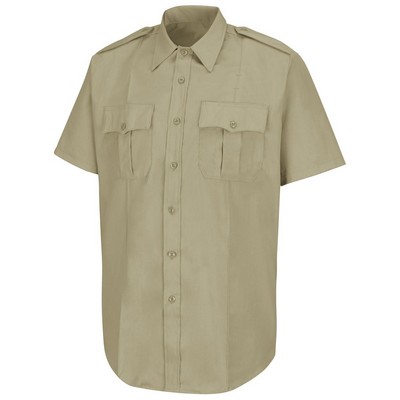 Men's New Dimension® Stretch Poplin Shirt w/Short Sleeve - Silver Tan