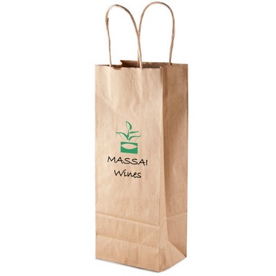 Recycled Natural Kraft Wine Paper Shopping Bag 2C1S (5.9"x3.15"x13")