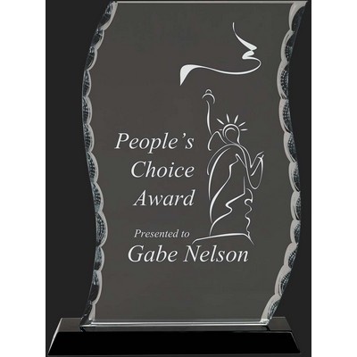 Ultra Modern Collection Scroll Facet Glass Award - 9 1/2'' H