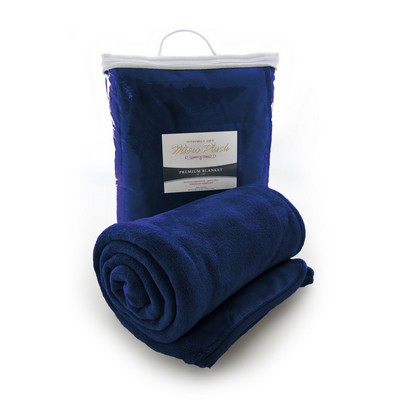 Micro Plush Coral Fleece Blanket (Navy Blue)